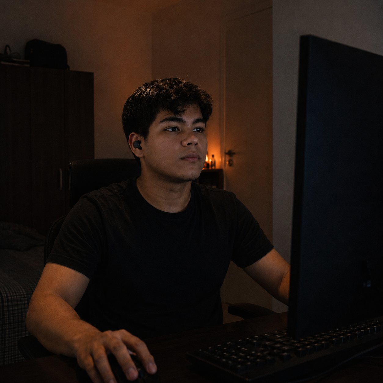 Membro da equipe no computador